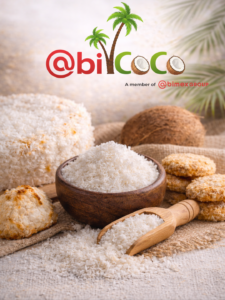 Desiccated coconut in baking applications for commercial bakery products