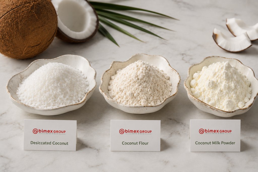 desiccated coconut vs coconut flour vs coconut milk powder comparison