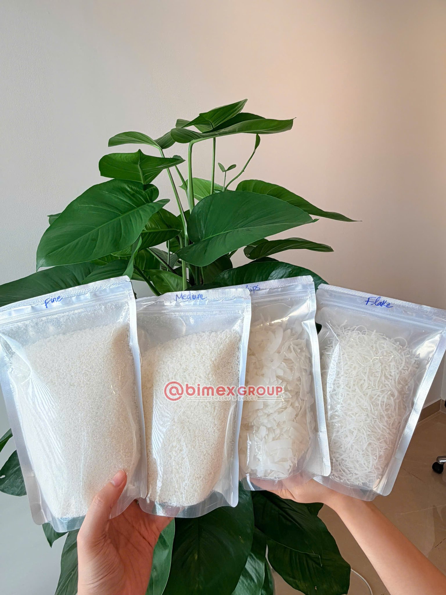 Fine medium coarse desiccated coconut grind size comparison